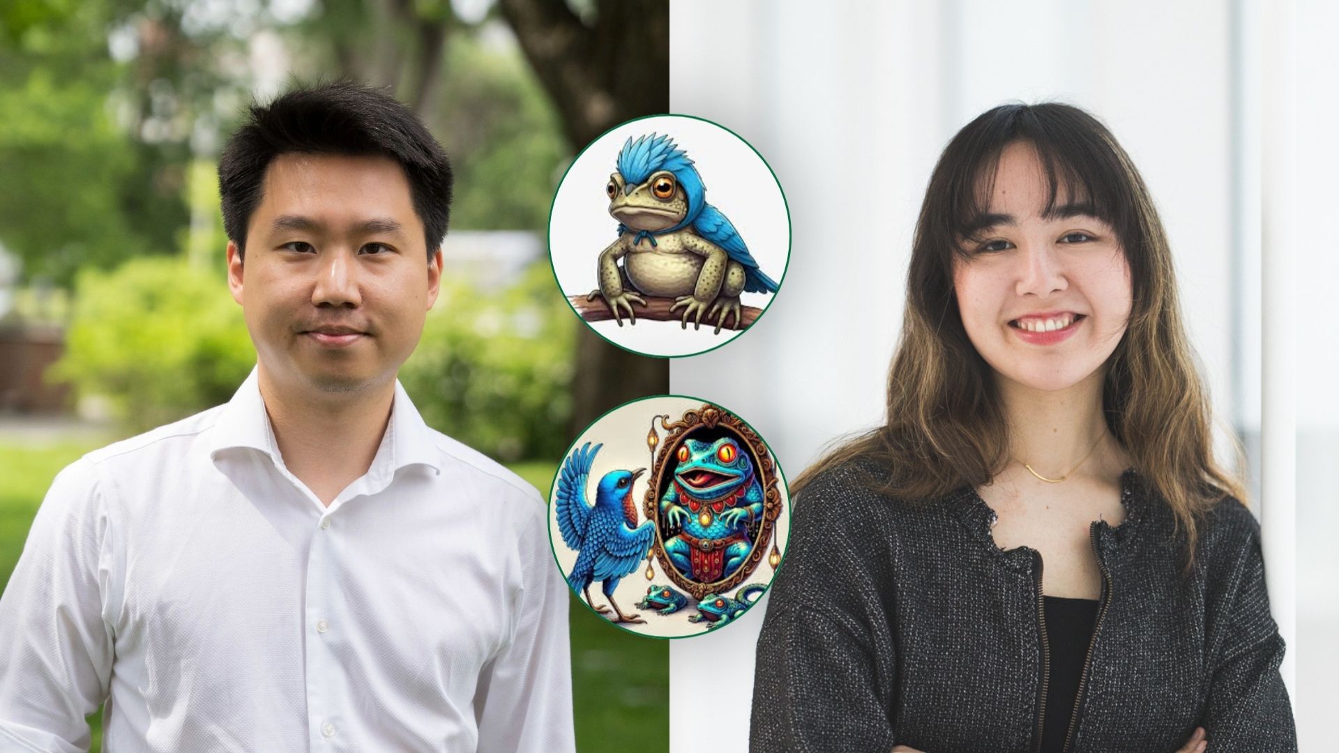 Bluebird research feature showing Herbert Chang, Tracy Weener, and AI-generated animal imagery